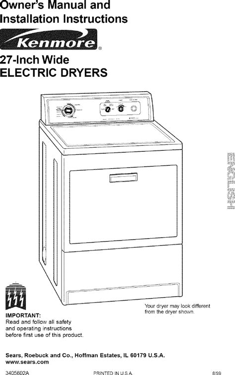 Owners manual kenmore dryer pdf. . Kenmore dryer model 110 manual pdf